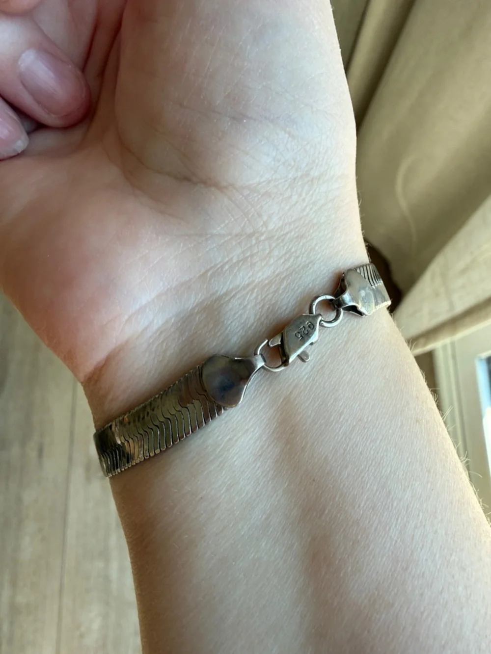 Sterling Silver .925 Silver‎ Herringbone Chain Bracelet